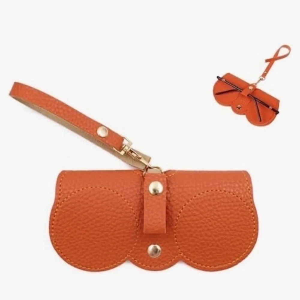 Soft Leather like Sunnies Case, purse charm orange